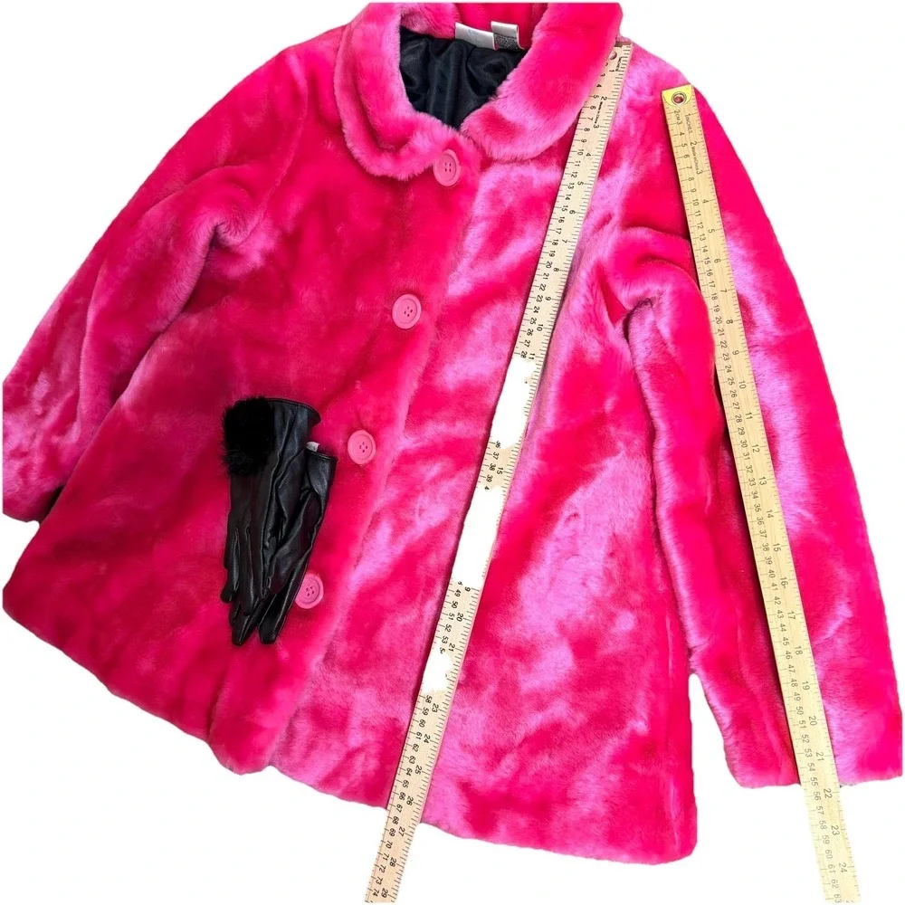 Hot Pink Faux Fur Coat Girls‎  lining Size XL/(16) Super Soft 75% ACRYLIC.